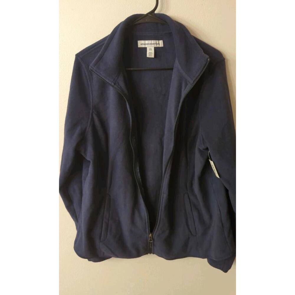 Amazon Essentials Women's Fleece Cardigan Zipper Pockets Blue XL
